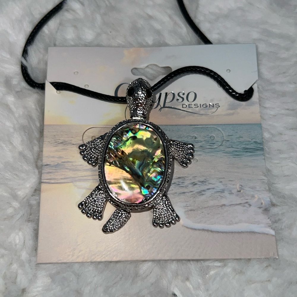 🛍NWT 🛍 BEAUTIFUL Abalone TURTLE NECKLACE in package .